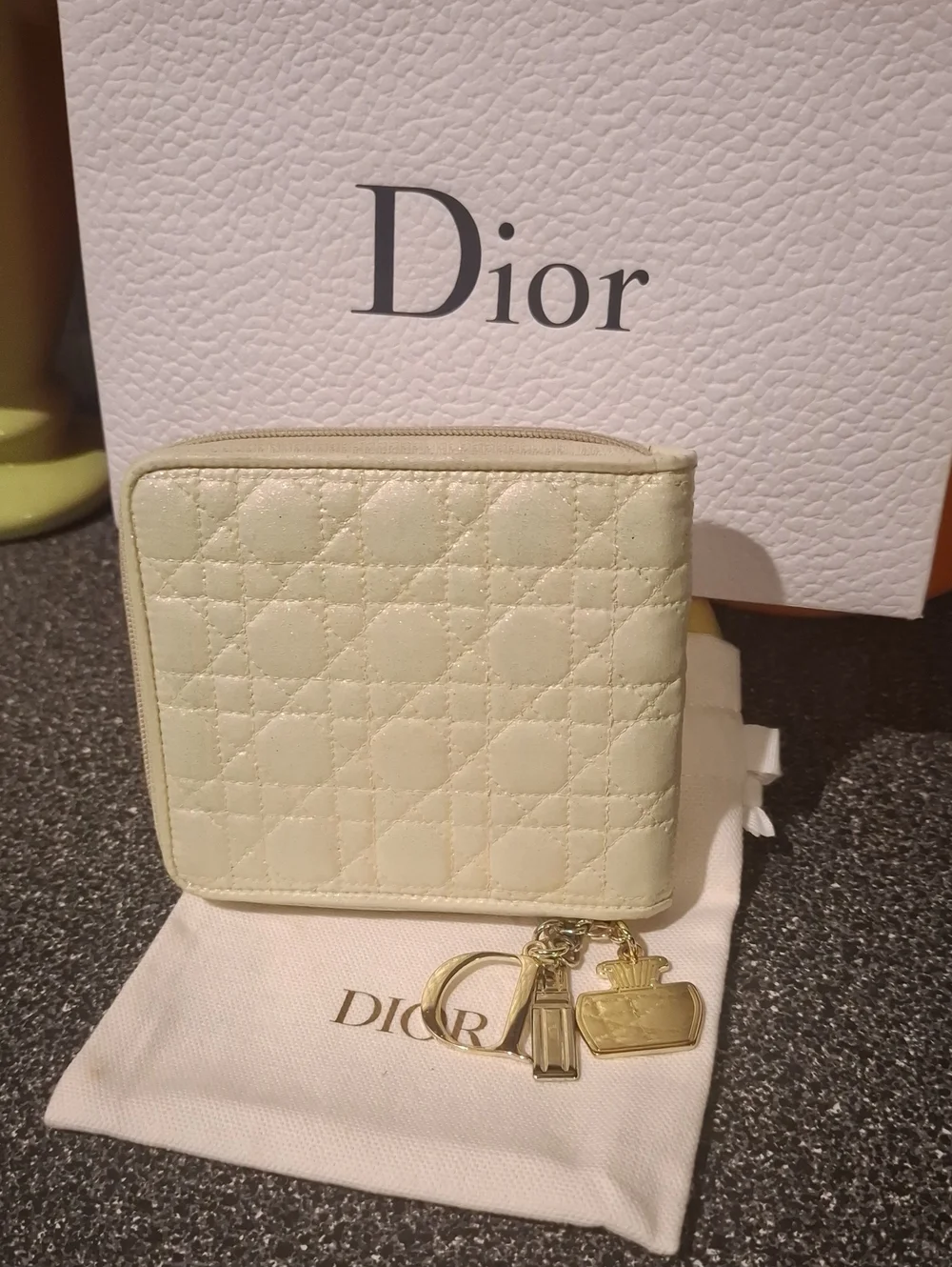 Dior Cannage Zip-around Wallet with Charms